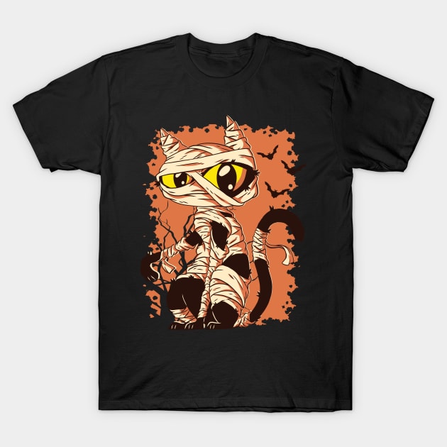 Halloween Mummy Cat T-Shirt by LR_Collections